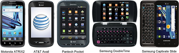 ATTannouncesfivenewAndroidsmartphones.MotorolaATRIX2,AT&TAvailbyZTE,PantechPocket,SamsungDoubleTimeandSamsungCaptivateSlide