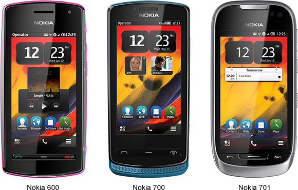 Nokia600,Nokia700,Nokia701runningSymbianBelle